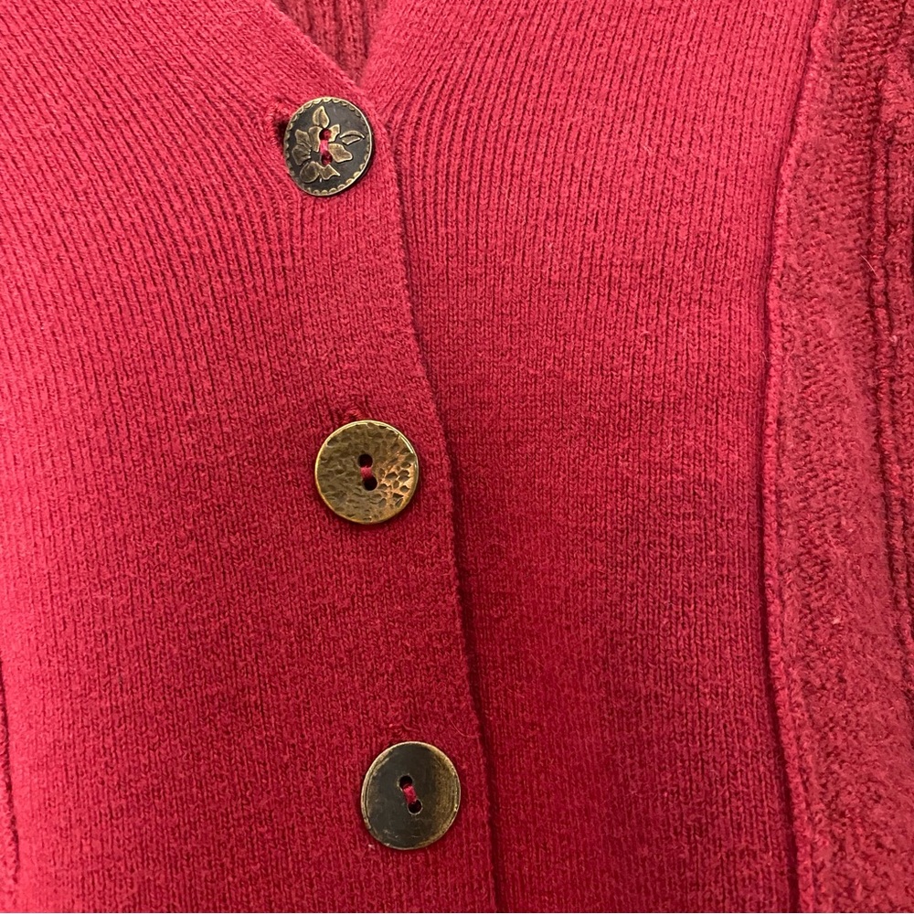 Free People Peplum Cardigan Sweater Womens Size Small Red V Neck Button Down - Picture 4 of 8